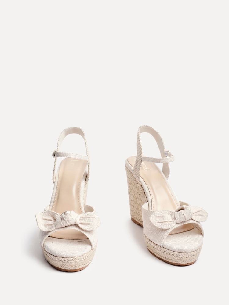 Linzi Cream Portofino Espadrille Wedges With Bow Detail - Image 3 of 5