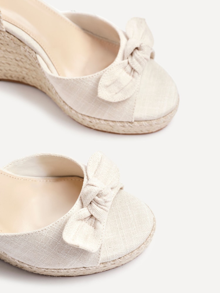 Linzi Cream Portofino Espadrille Wedges With Bow Detail - Image 4 of 5