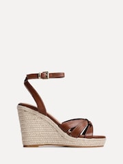 Linzi Brown Goddess Wedge Sandals With Knotted Front Straps - Image 2 of 5
