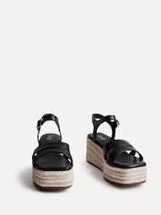 Linzi Black Contour Double Front Strap Wedge Sandals - Image 3 of 5