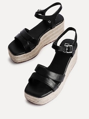 Linzi Black Contour Double Front Strap Wedge Sandals - Image 4 of 5