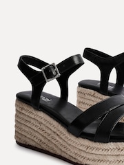 Linzi Black Contour Double Front Strap Wedge Sandals - Image 5 of 5