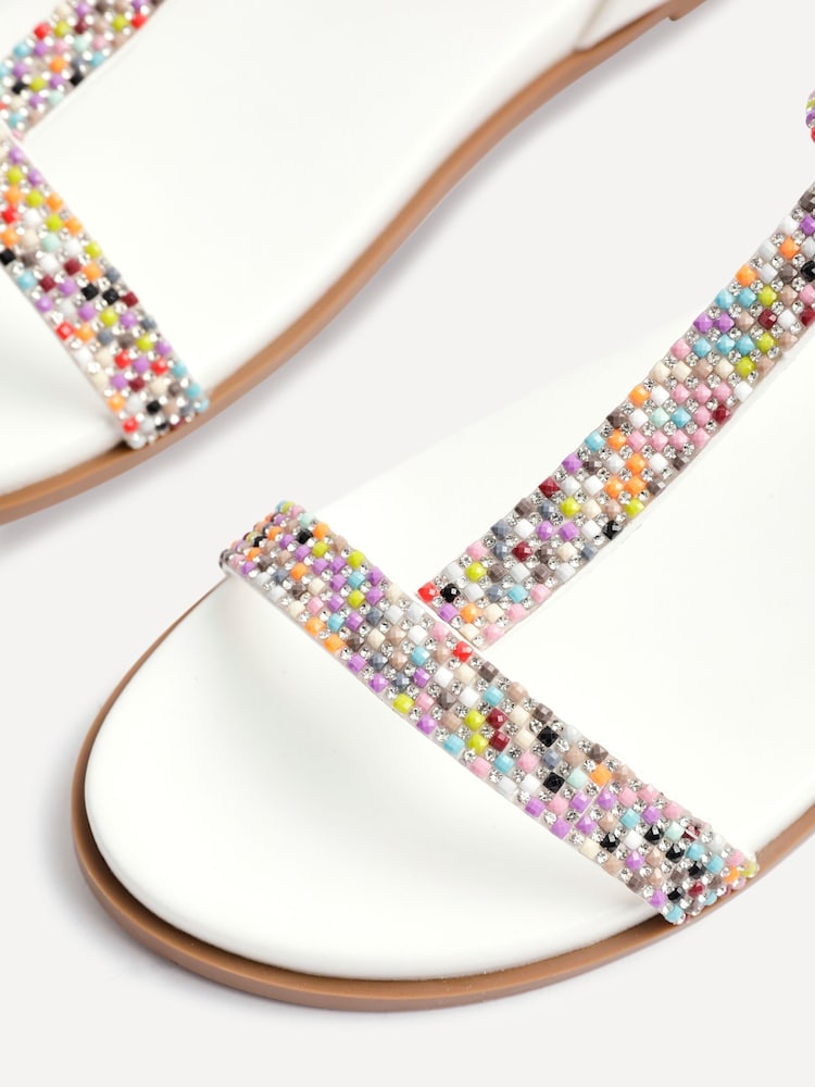 Linzi Lois T-Bar Flat Sandals With Multi Coloured Beading Detail - Imagen 5 de 5 Linzi Lois T-Bar Flat Sandals With Multi Coloured Beading Detail - Imagen 5 de 5