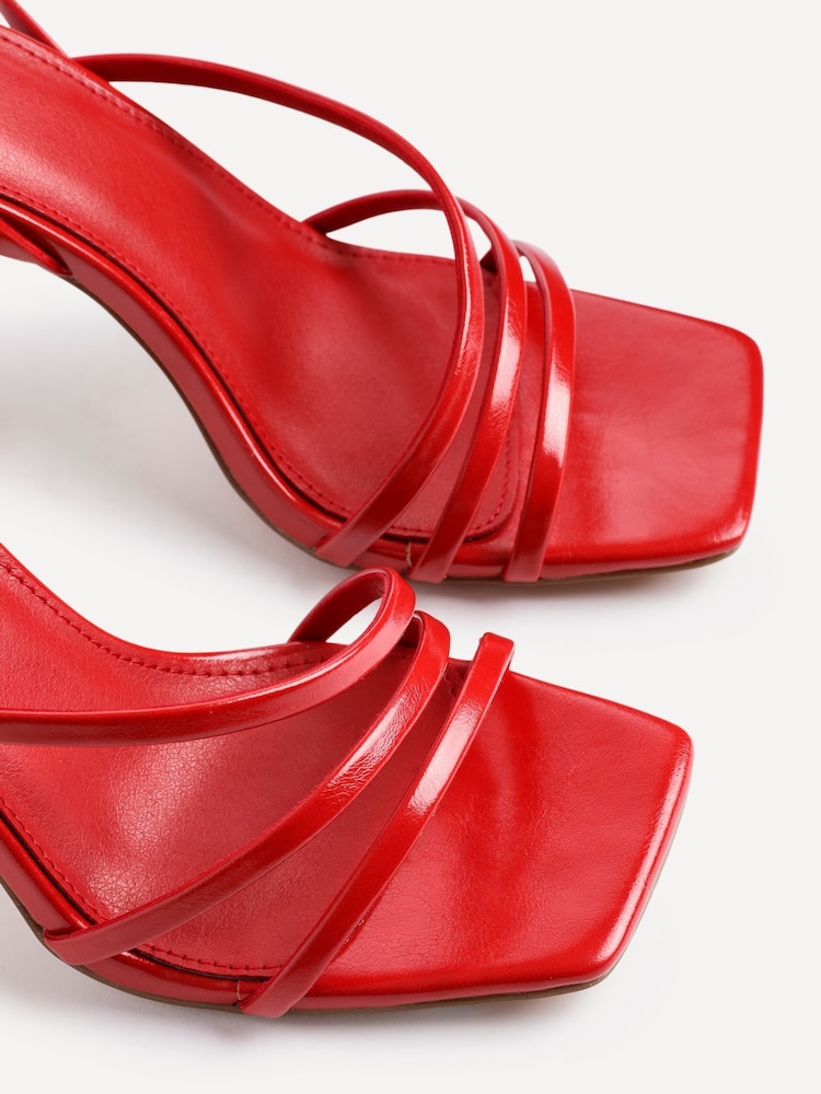 Linzi Red Scarlett Faux Leather Strappy Heel Sandals With Ankle Strap - Image 5 of 5