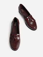Linzi Red Rosemary Classic Slip-On Loafers With Tassel Detail - Image 1 of 5