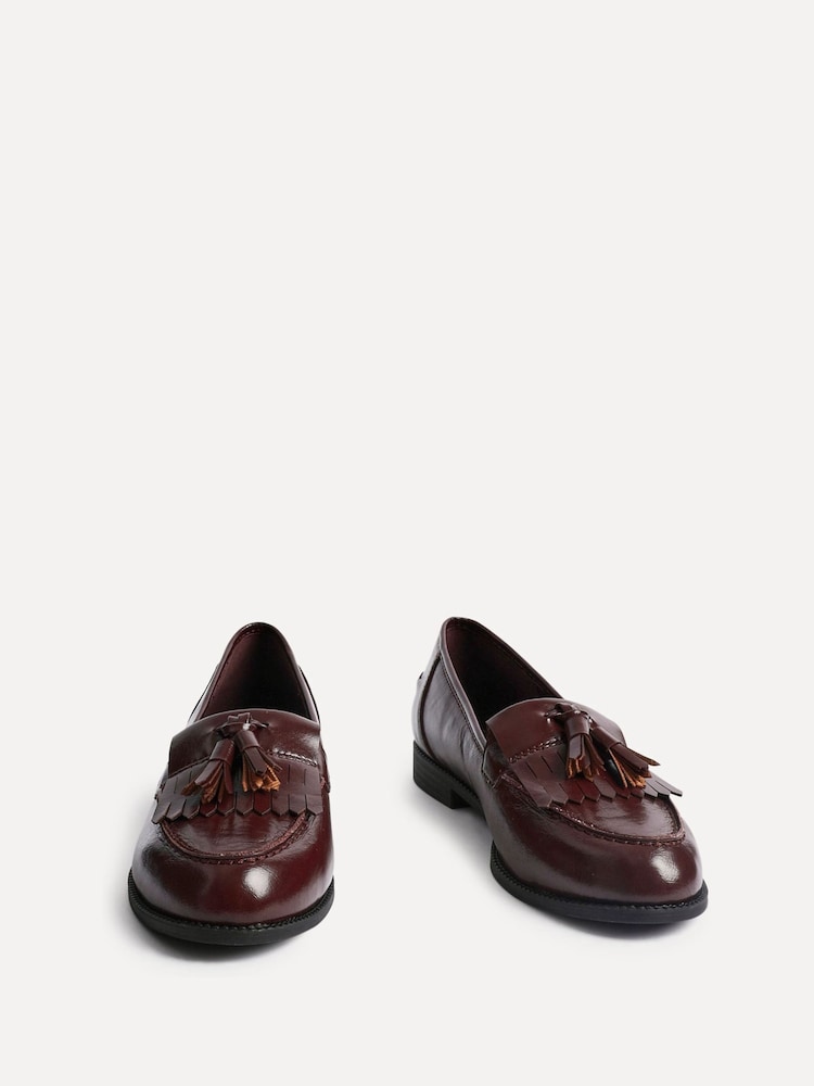 Linzi Red Rosemary Classic Slip-On Loafers With Tassel Detail - Image 3 of 5