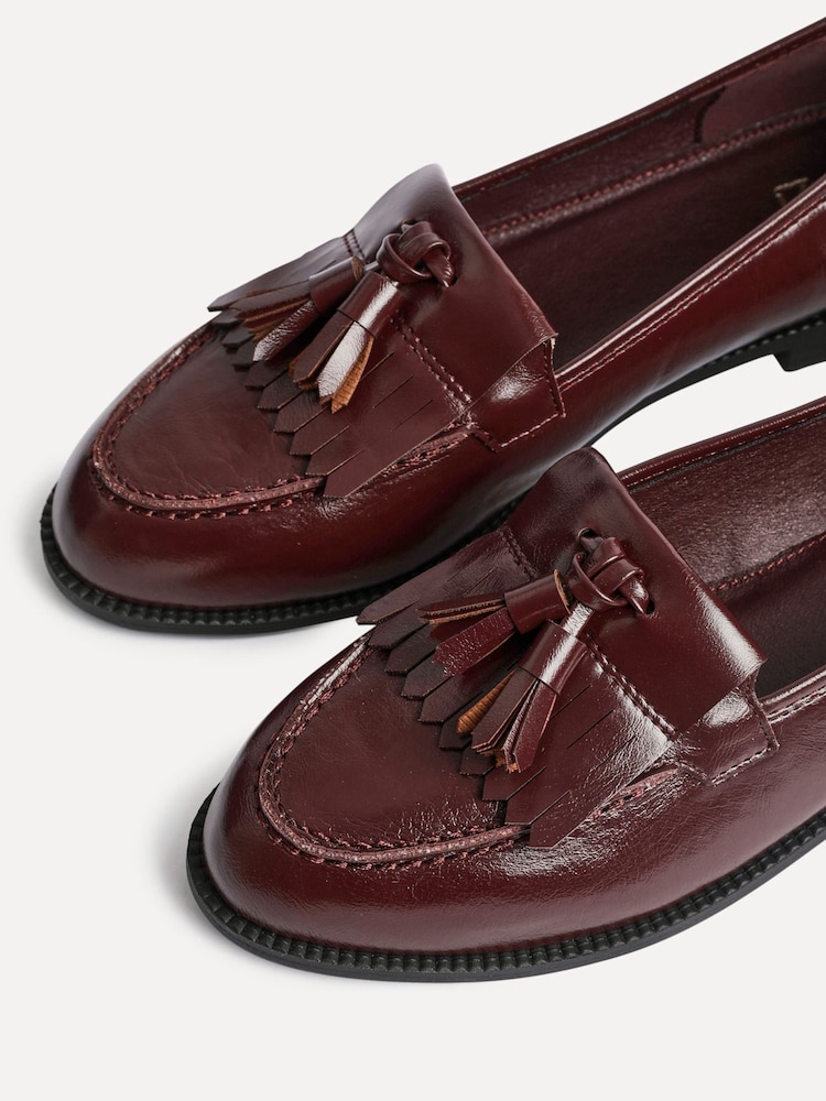 Linzi Red Rosemary Classic Slip-On Loafers With Tassel Detail - Image 5 of 5