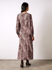 Ro&Zo Pink Leopard Print V-Neck Midi Dress - Image 2 of 4