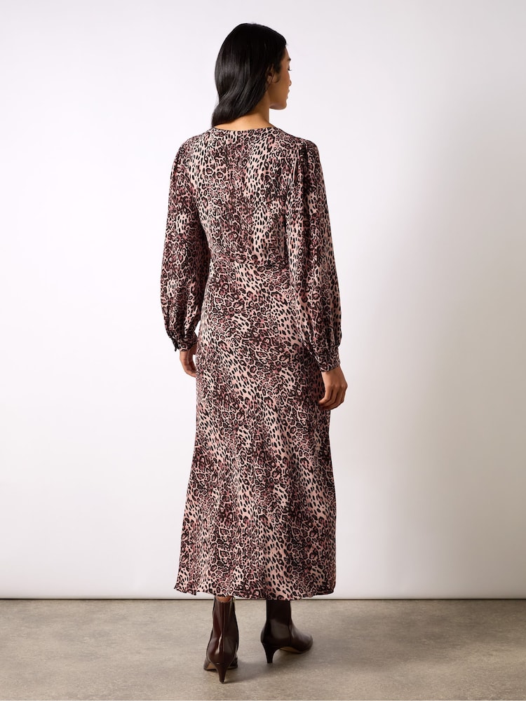 Ro&Zo Pink Leopard Print V-Neck Midi Dress - Image 2 of 4