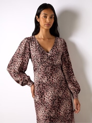 Ro&Zo Pink Leopard Print V-Neck Midi Dress - Image 3 of 4