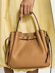 Tory Burch Brown Romy Pebbled Bucket Bag - Image 2 of 6