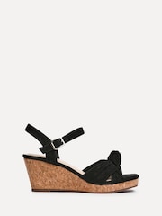 Linzi Black Elyah Knotted Front Strap With Cork Wedges - Image 2 of 5