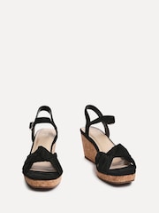 Linzi Black Elyah Knotted Front Strap With Cork Wedges - Image 3 of 5