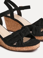 Linzi Black Elyah Knotted Front Strap With Cork Wedges - Image 4 of 5