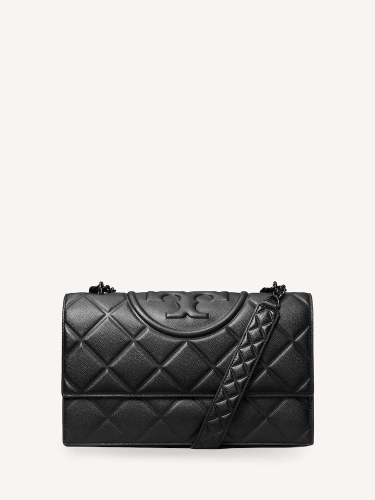 Tory Burch Black Fleming Soft Grain Small Convertible Shoulder Bag - Image 1 of 7