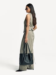 Tory Burch Black Romy Pebbled Tote Bag - Image 2 of 7