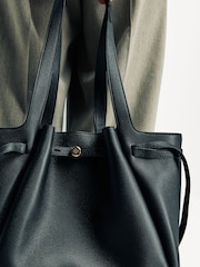 Tory Burch Black Romy Pebbled Tote Bag - Image 3 of 7