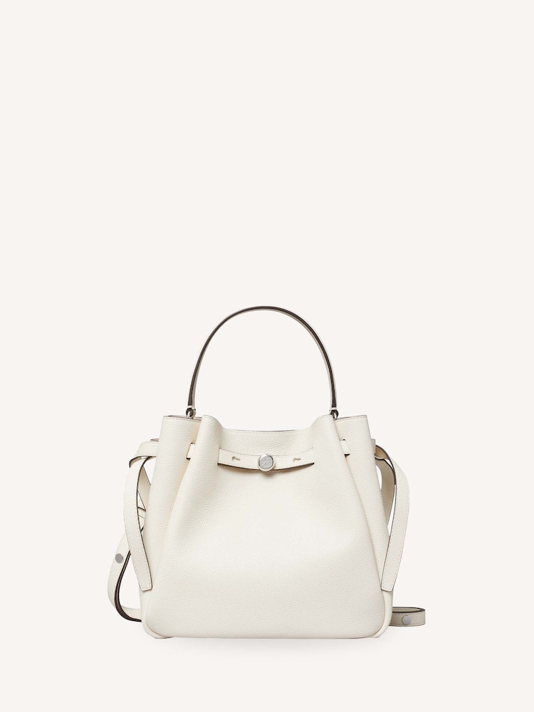 Tory Burch Cream Romy Pebbled Bucket Bag - Image 1 of 5