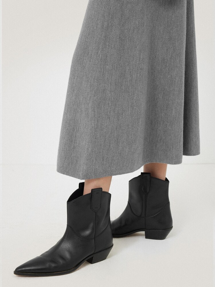 Jigsaw Black Leather Western Ankle Boots - Image 1 of 4 Jigsaw Black Leather Western Ankle Boots - Image 1 of 4