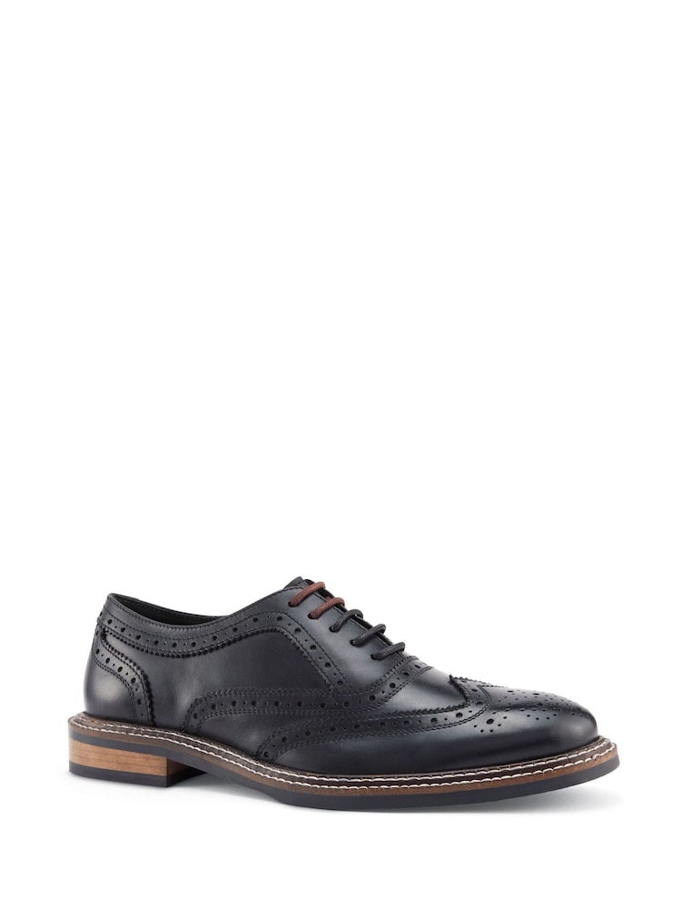 Skopes Black Cognac Chunky Brogue Shoes - Image 2 of 5