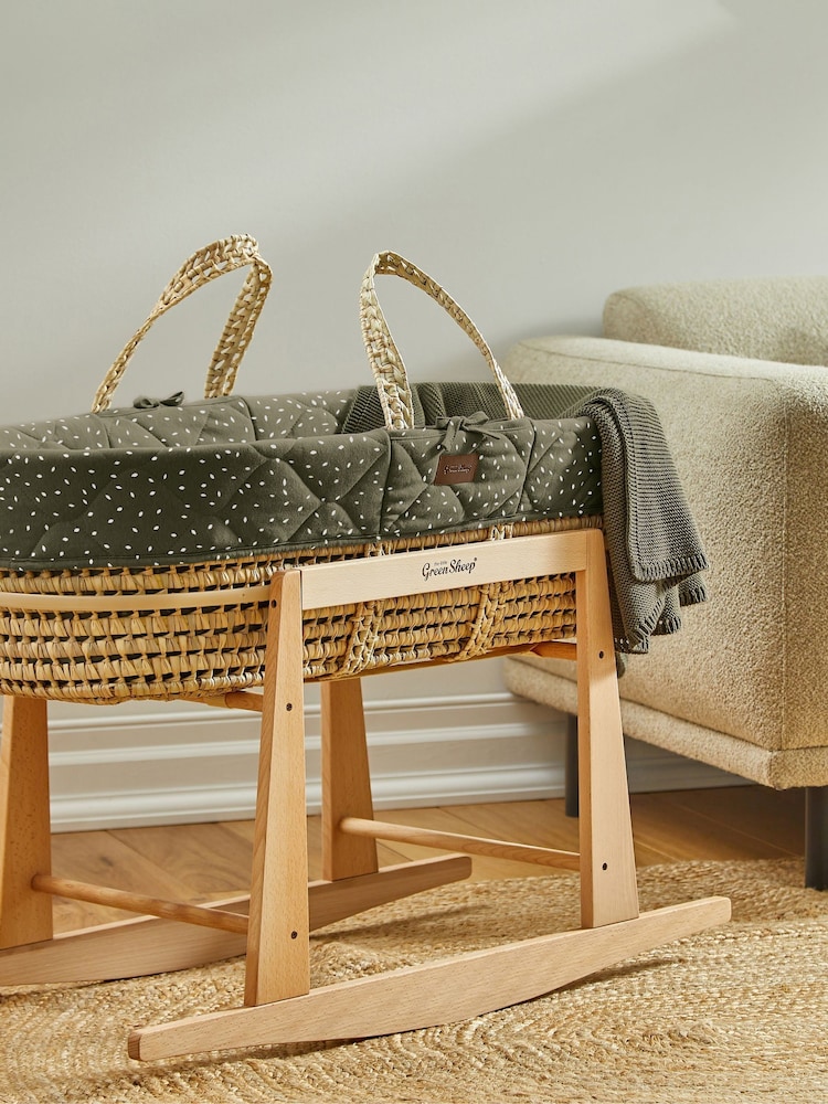 The Little Green Sheep Juniper Rice Natural Quilted Moses Basket And Mattress - Image 2 of 5