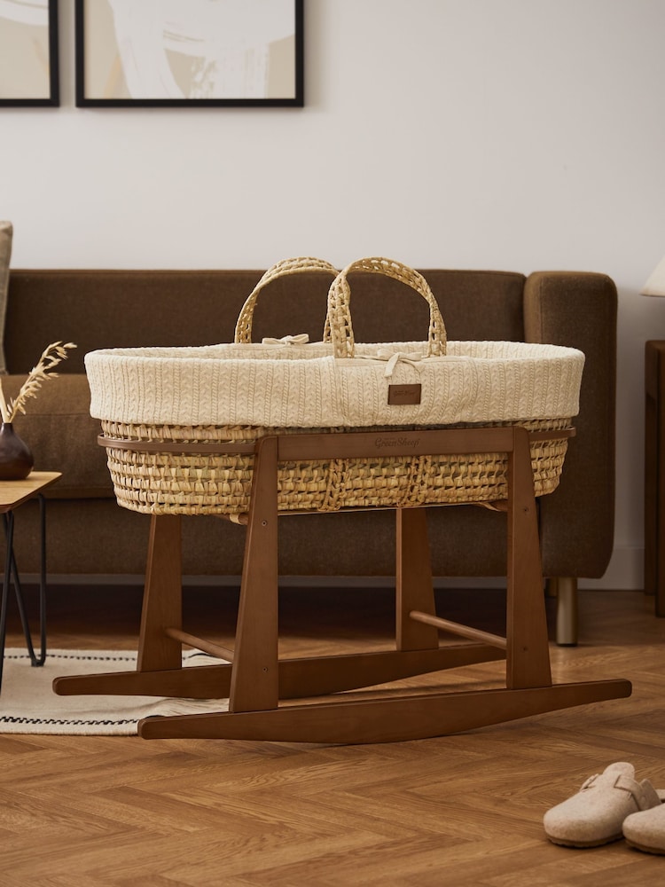The Little Green Sheep Walnut Moses Basket Rocking Stand - Image 1 of 2