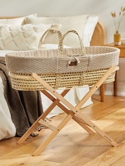The Little Green Sheep Truffle Organic Knitted Moses Basket And Mattress - Image 1 of 5