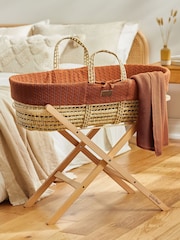 The Little Green Sheep Terracotta Baby 100% Cotton Organic Knitted Cellular Blanket - Image 1 of 2