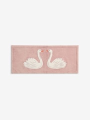 Pink Swan Print 100% Cotton Runner Bath Mat - Image 3 of 3