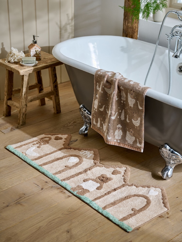 Natural 100% Cotton Bertie Woodland Runner Bath Spa - Image 1 of 3