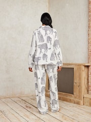 Chelsea Peers White Leopard Print Long 100% Organic Cotton Pyjamas Set - Image 2 of 5