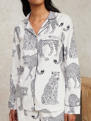 Chelsea Peers White Leopard Print Long 100% Organic Cotton Pyjamas Set - Image 4 of 5
