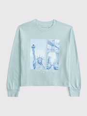 رمادي - تيشِرت بكُم طويل مزيّن بطبعة جرافيك من Abercrombie & Fitch - صورة 1 من 1