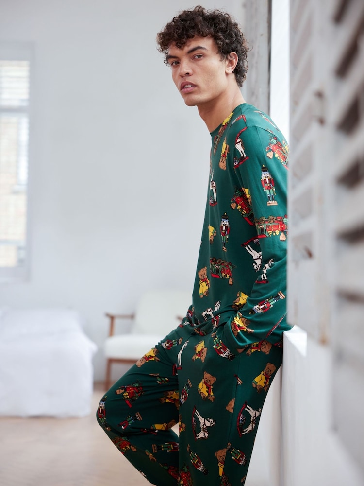 Chelsea Peers Green Christmas Toys Print Long Pyjamas Set - Image 1 of 2