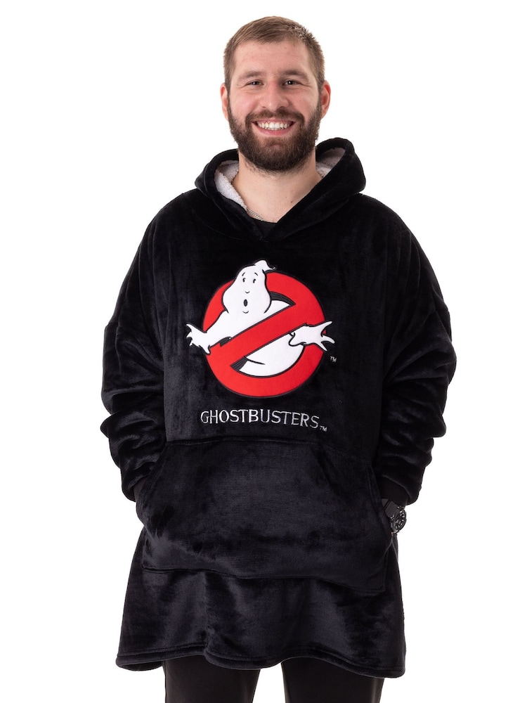 Vanilla Underground Black Mens Ghostbusters Blanket Hoodie - Image 1 of 6