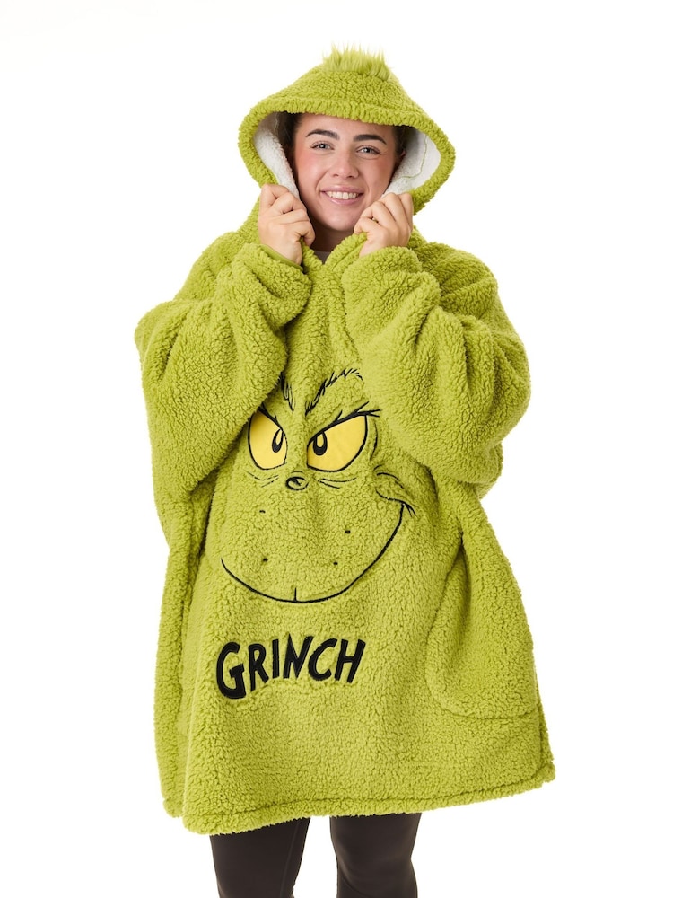 Vanilla Underground Green Unisex The Grinch Christmas Adults Blanket Hoodie - Image 1 of 6