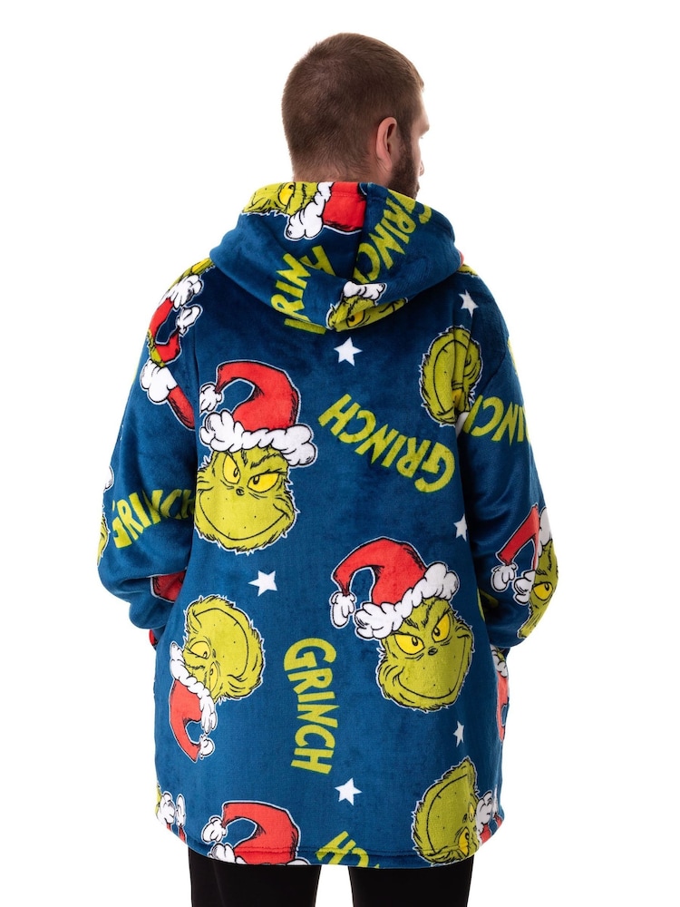 Vanilla Underground Blue Unisex The Grinch Adults Zip Blanket Hoodie - Image 2 of 6 Vanilla Underground Blue Unisex The Grinch Adults Zip Blanket Hoodie - Image 2 of 6