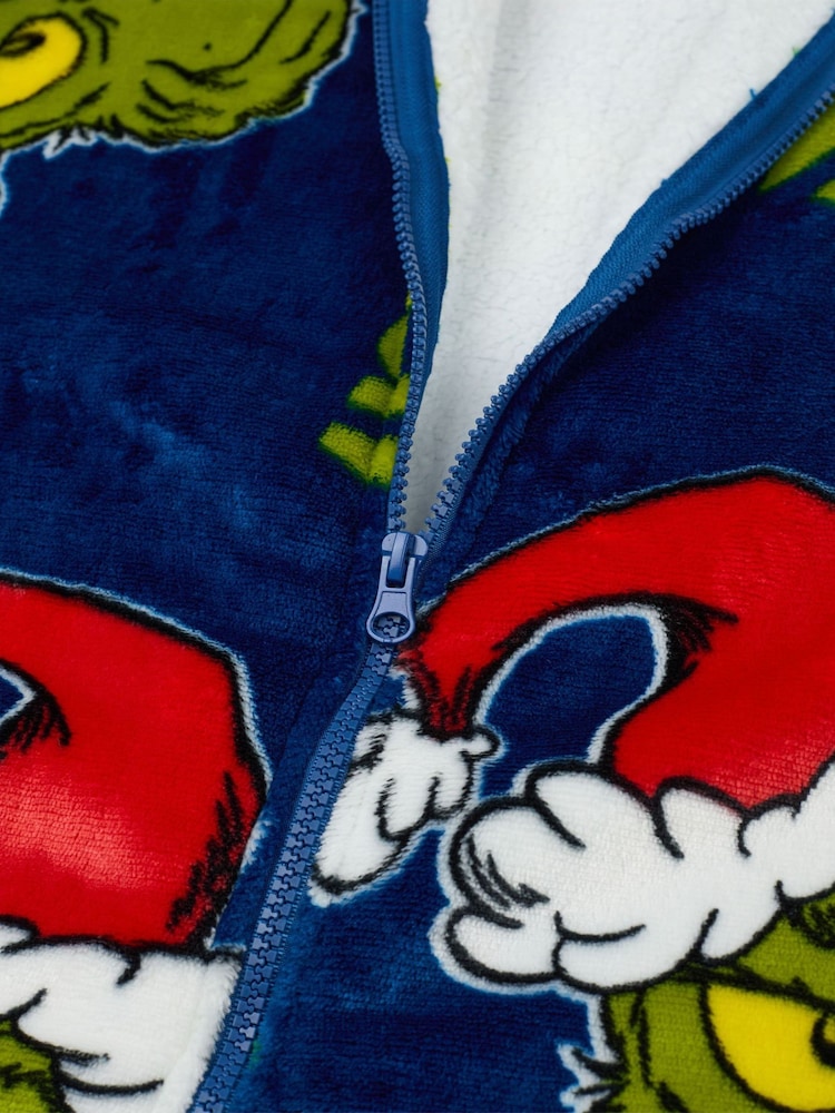 Vanilla Underground Blue Unisex The Grinch Adults Zip Blanket Hoodie - Image 6 of 6