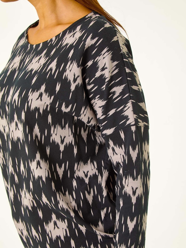Roman Grey Abstract Print Round Neck Top - Image 6 of 6 Roman Grey Abstract Print Round Neck Top - Image 6 of 6