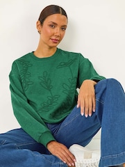 Roman Green Floral Embroidered Sweatshirt - Image 1 of 5