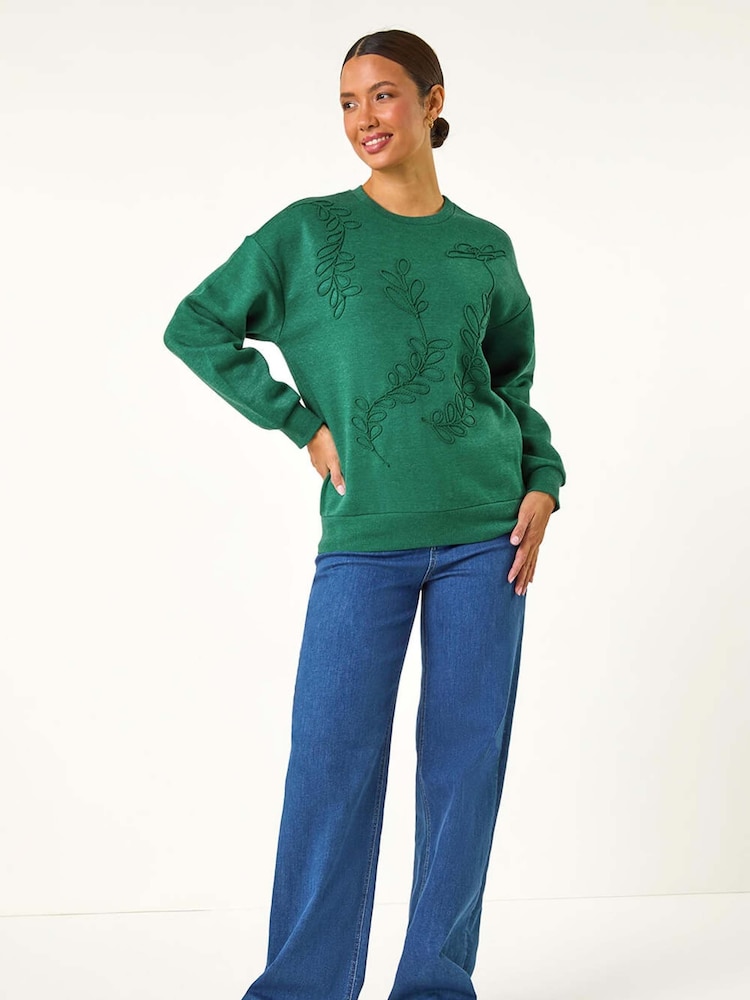 Roman Green Floral Embroidered Sweatshirt - Image 2 of 5