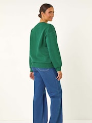 Roman Green Floral Embroidered Sweatshirt - Image 3 of 5