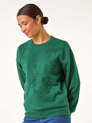 Roman Green Floral Embroidered Sweatshirt - Image 4 of 5