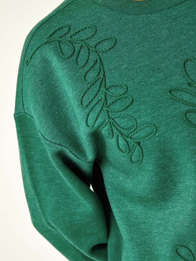 Roman Green Floral Embroidered Sweatshirt - Image 5 of 5