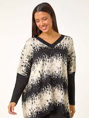 Roman Black Abstract Stripe Knitted Jumper - Image 3 of 6