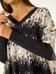 Roman Black Abstract Stripe Knitted Jumper - Image 6 of 6