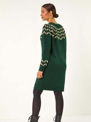 Roman Green Chevron Printed Knit Dress - Image 3 of 5