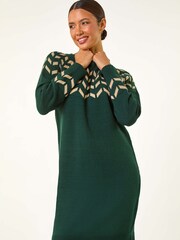 Roman Green Chevron Printed Knit Dress - Image 4 of 5