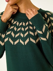 Roman Green Chevron Printed Knit Dress - Image 5 of 5
