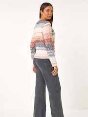 Roman Blue Fluffy Ombre Knit Cardigan - Image 3 of 5